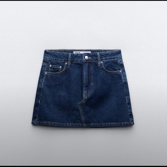 NWT ZARA Premium Denim Mini Skirt Sz S Blue Country Concert - Picture 3 of 7